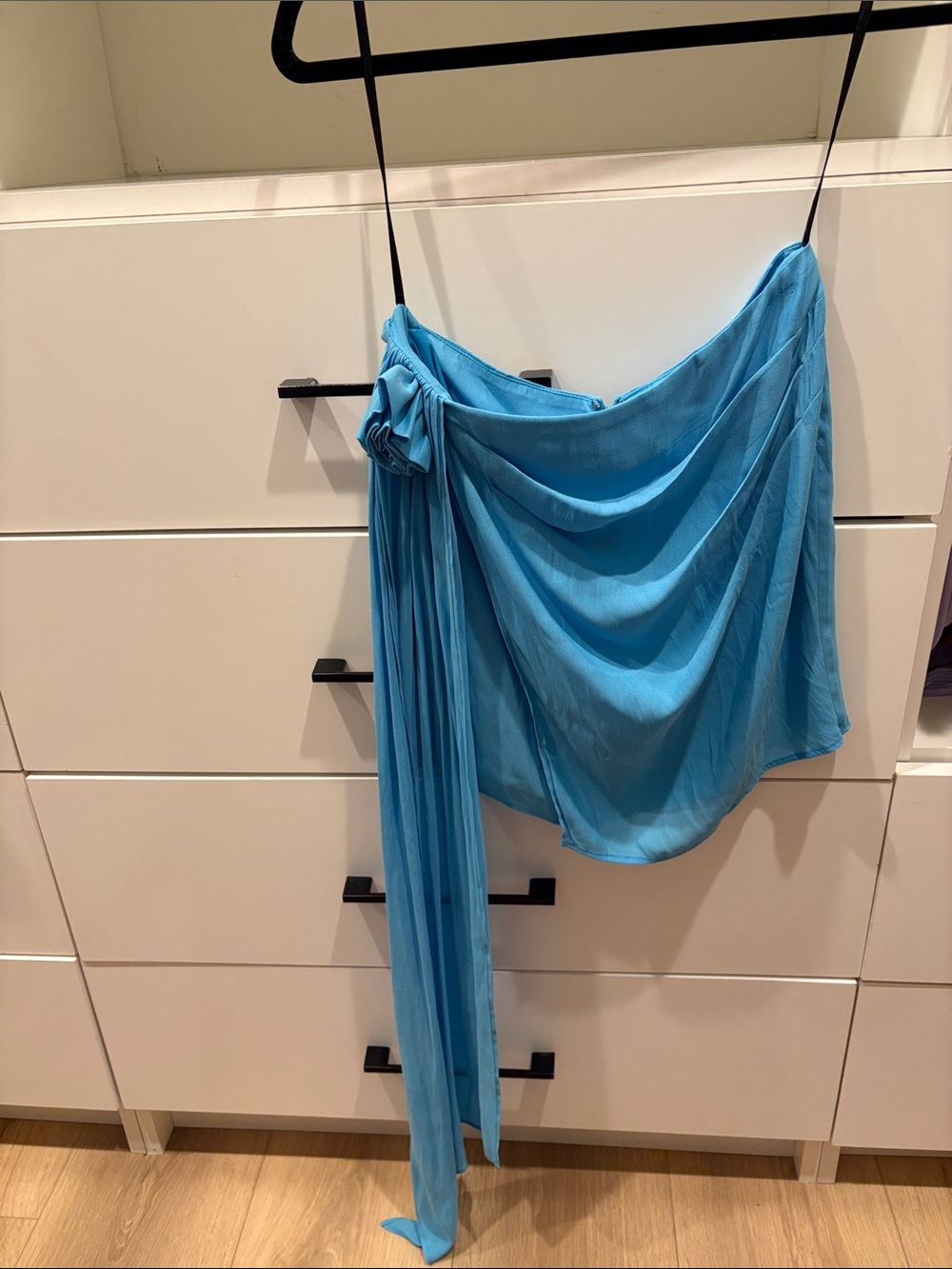 NBD Blue Draped Mini Skirt